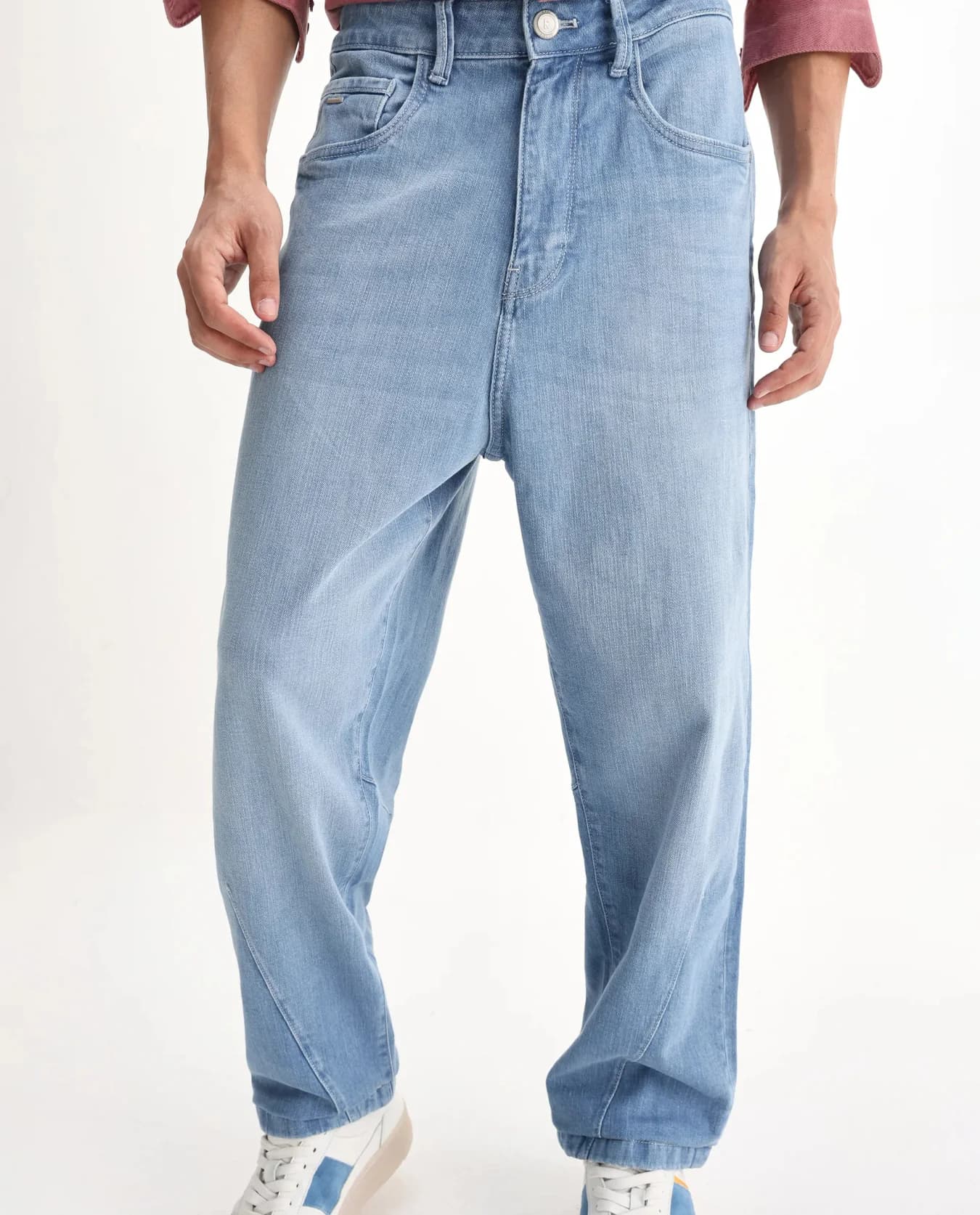 Men's Blue Casual Solid Baggy Fit Jeans