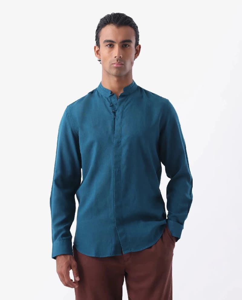Men's Green Casual Solid Regular Fit Shirt