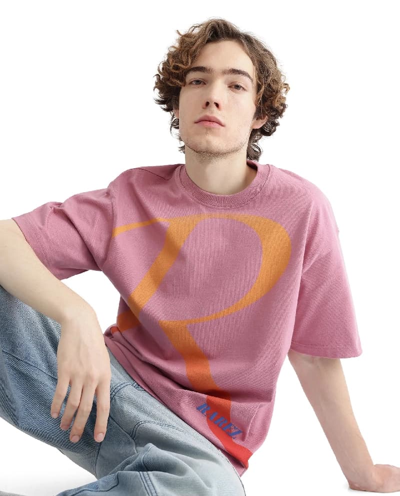 Men's Pink Casual Tie-Dye Oversized Fit Tshirt