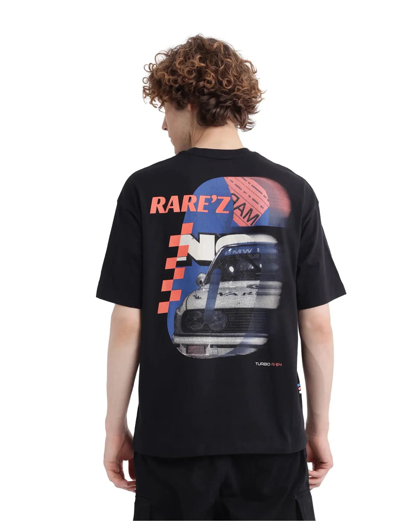 Men's Black Casual Printed Oversized Fit Tshirt