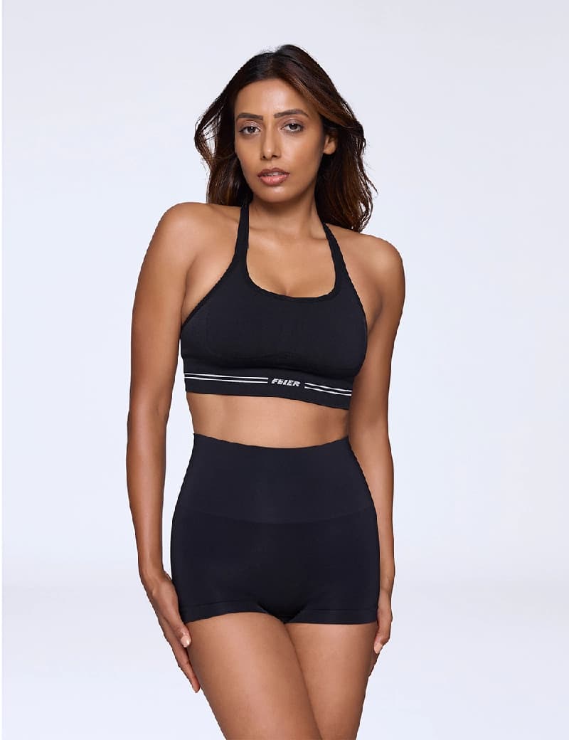 Women's Black Sport Solid High Rise Panties