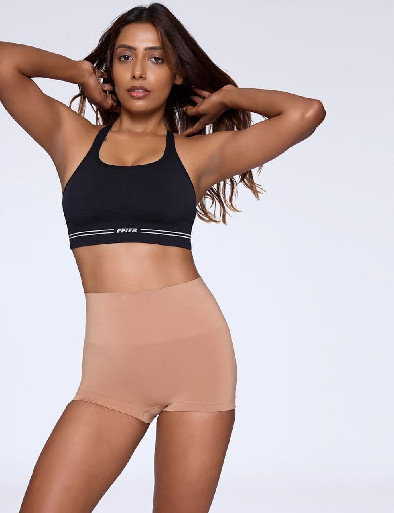 Women's Beige Sport Solid High Rise Panties