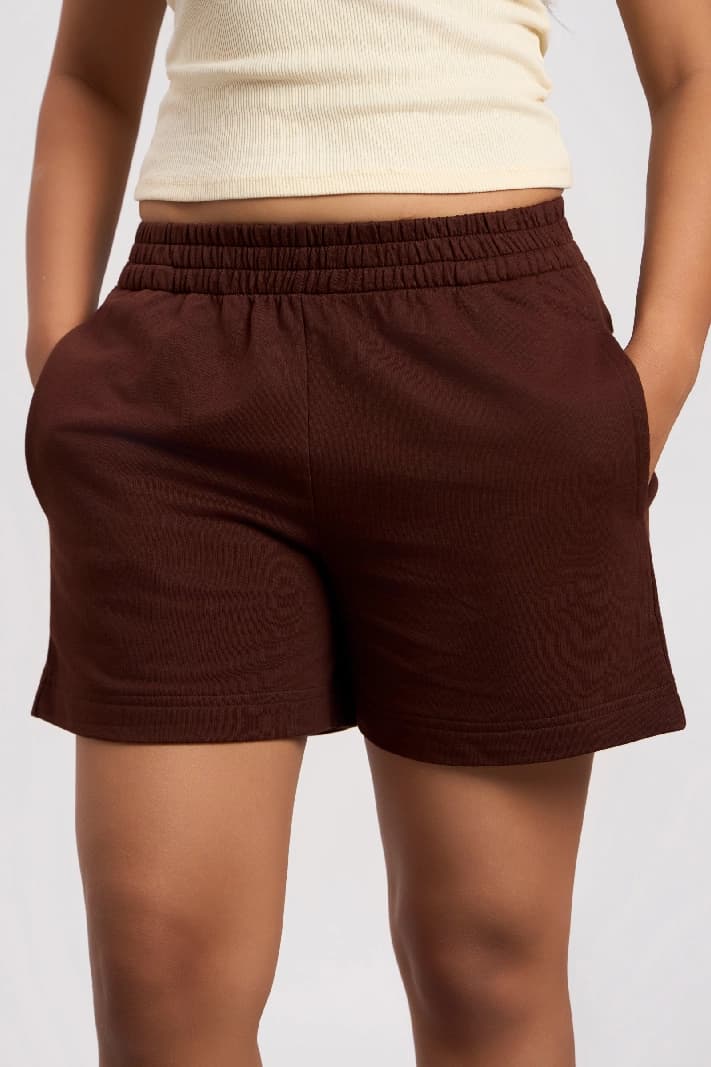 Women's Brown Casual Solid Regular Fit Short