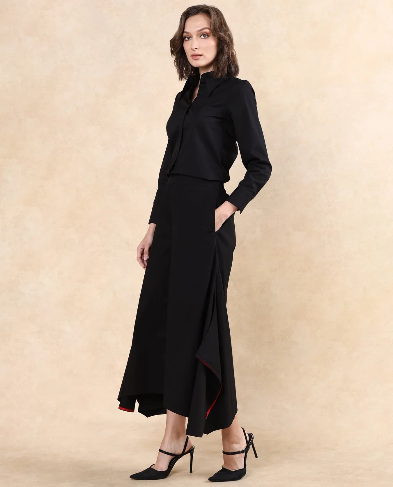 Women's Black Casual Solid Flared Fit Trouser