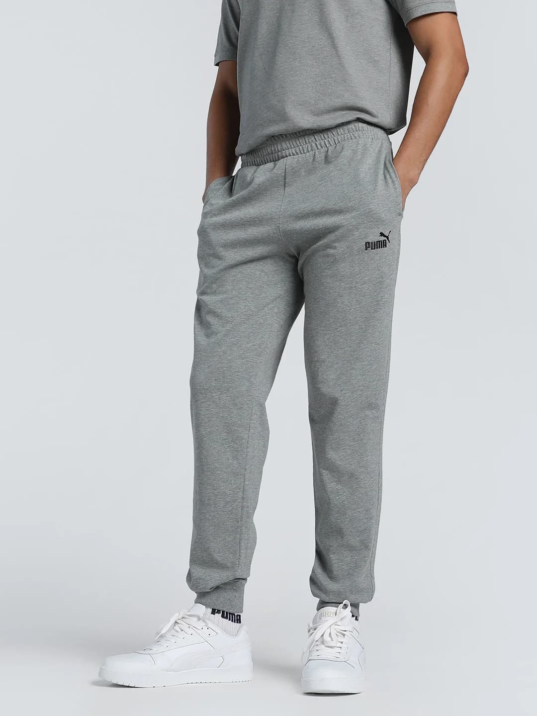 Men's Grey Casual Solid Regular Fit Trackpant