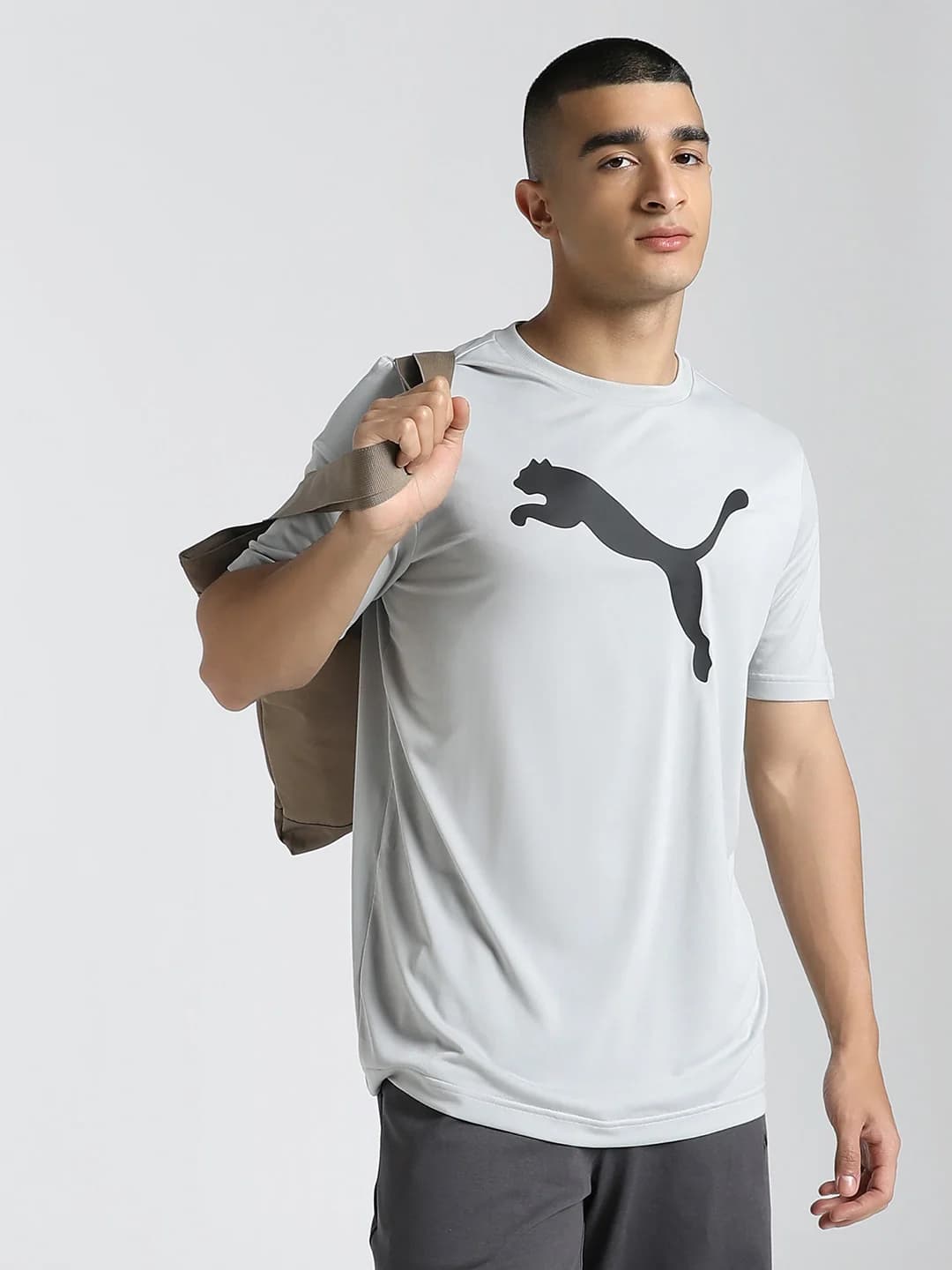 Men's Grey Casual Printed Regular Fit Tshirt