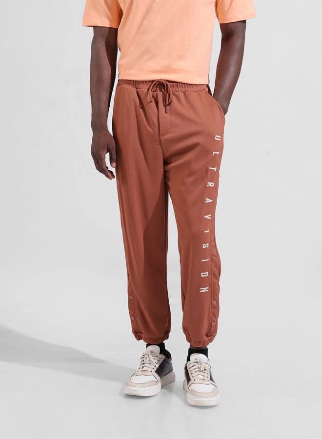 Men's Brown Casual Solid Regular Fit Trackpant