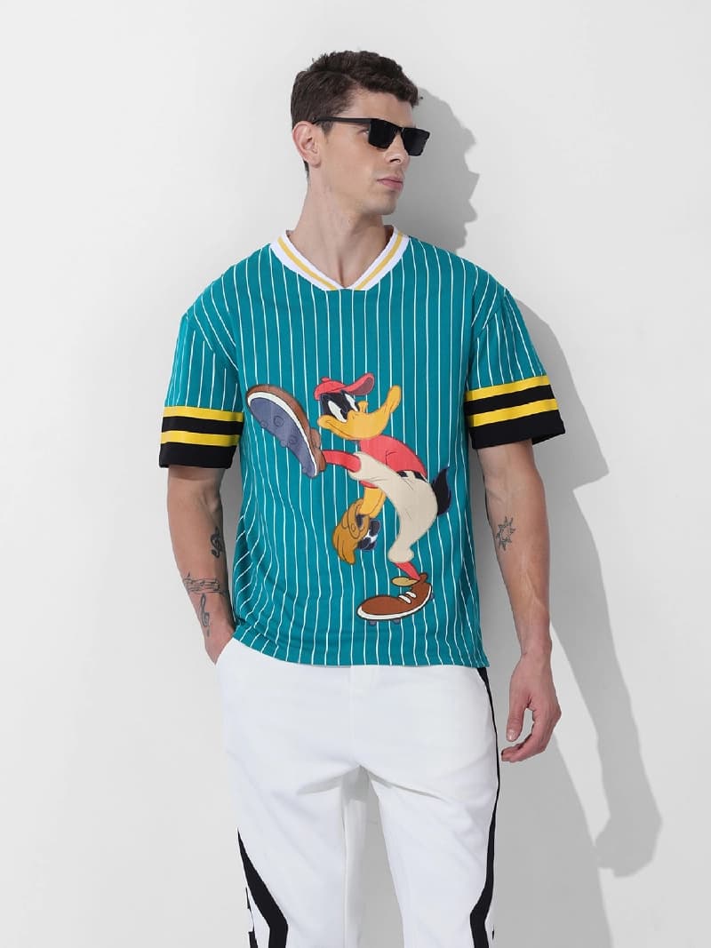 Men's Green Casual Printed Boxy Fit Tshirt