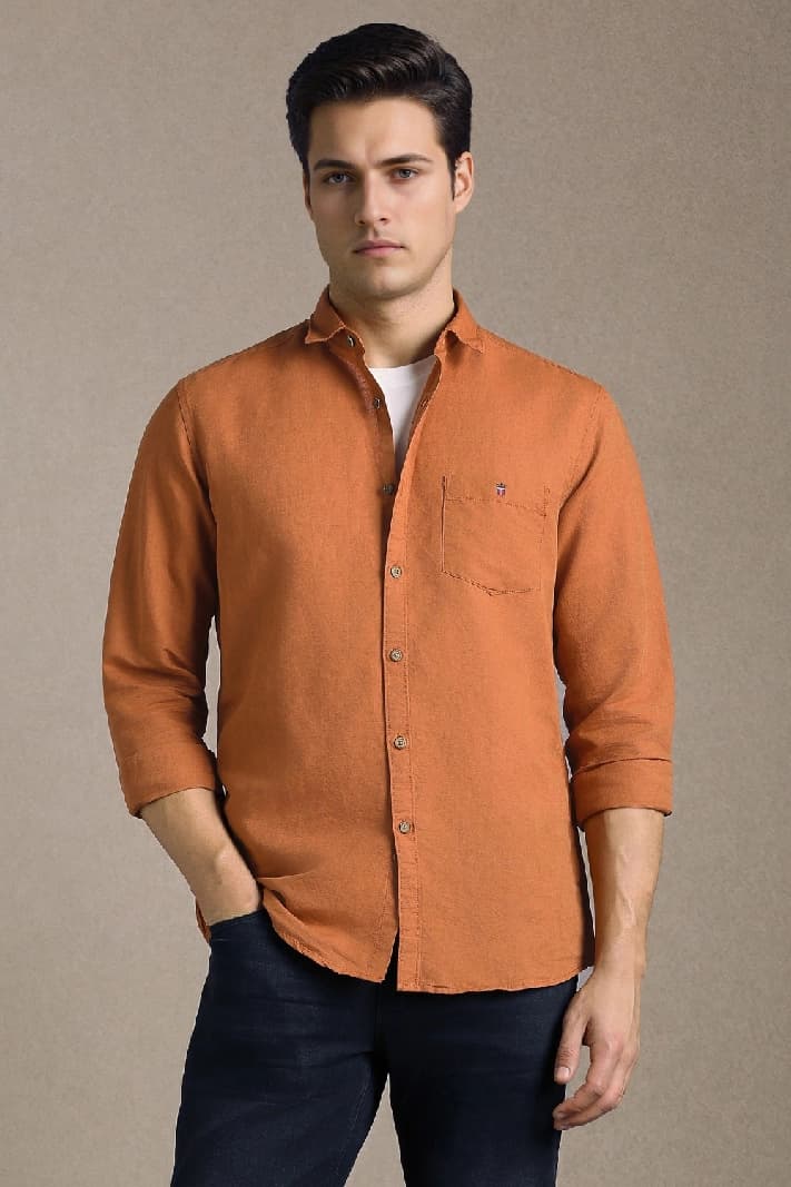 Men's Blue Casual Solid Slim Fit Shirt