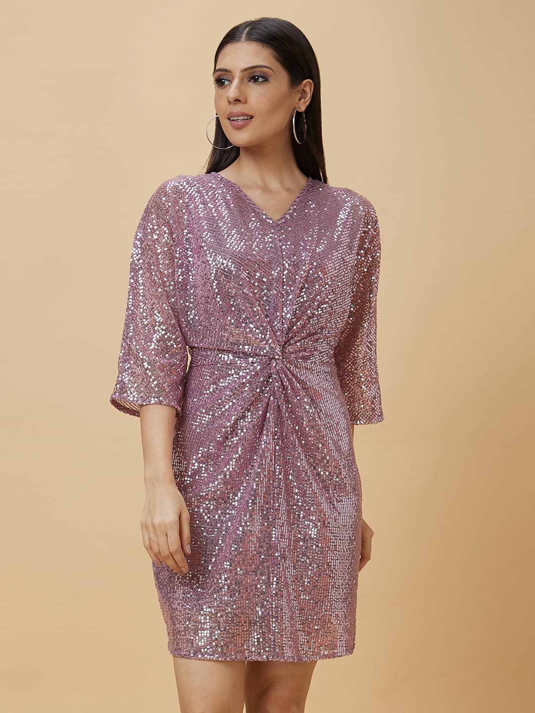 Women's Pink Party Solid Dress