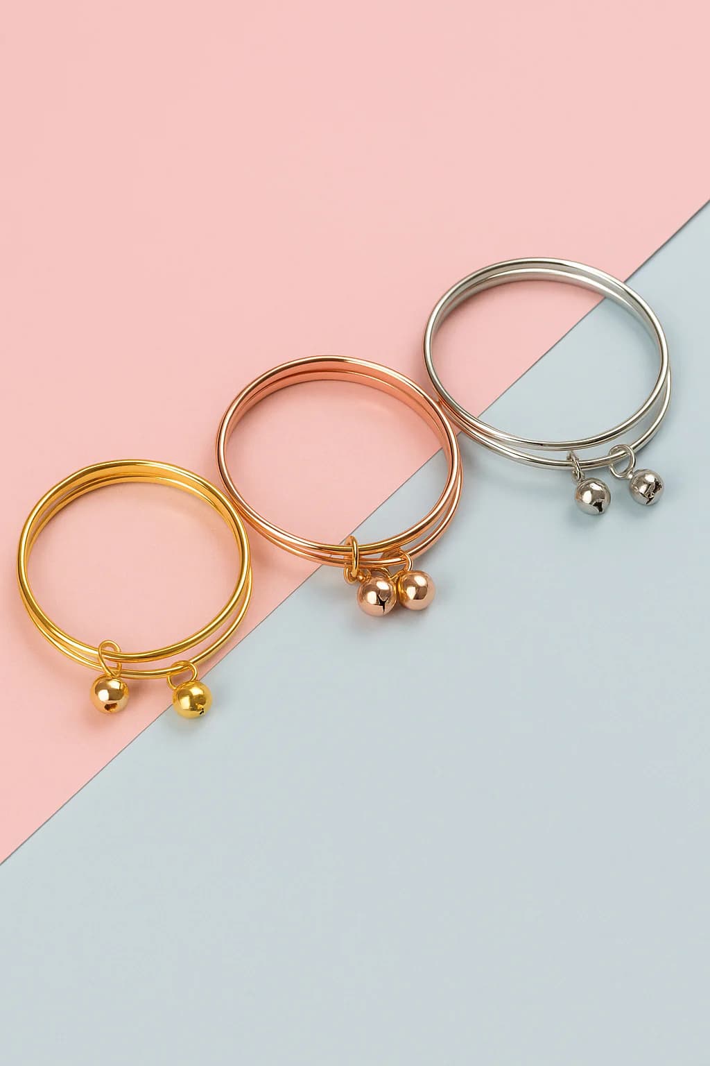 Women's Metallic Charm Bangles - Set of 6