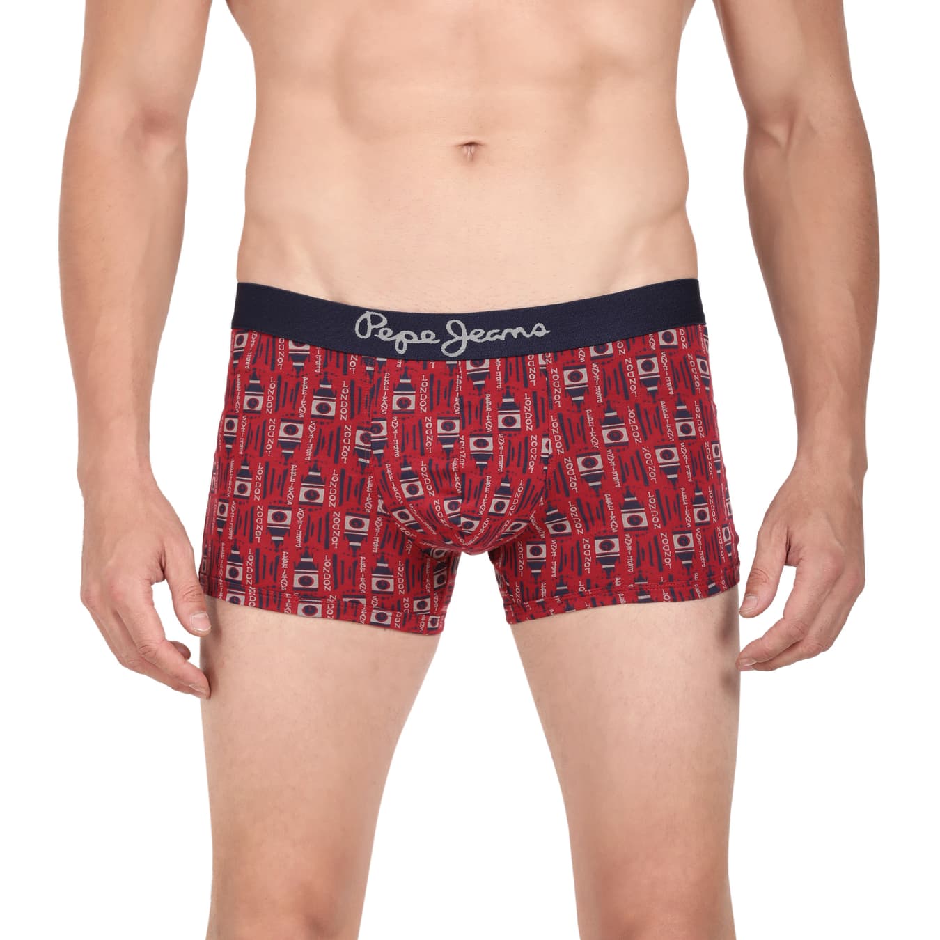 Men's Parry Red All Over Printed Essential Wear Mid Rise Brief