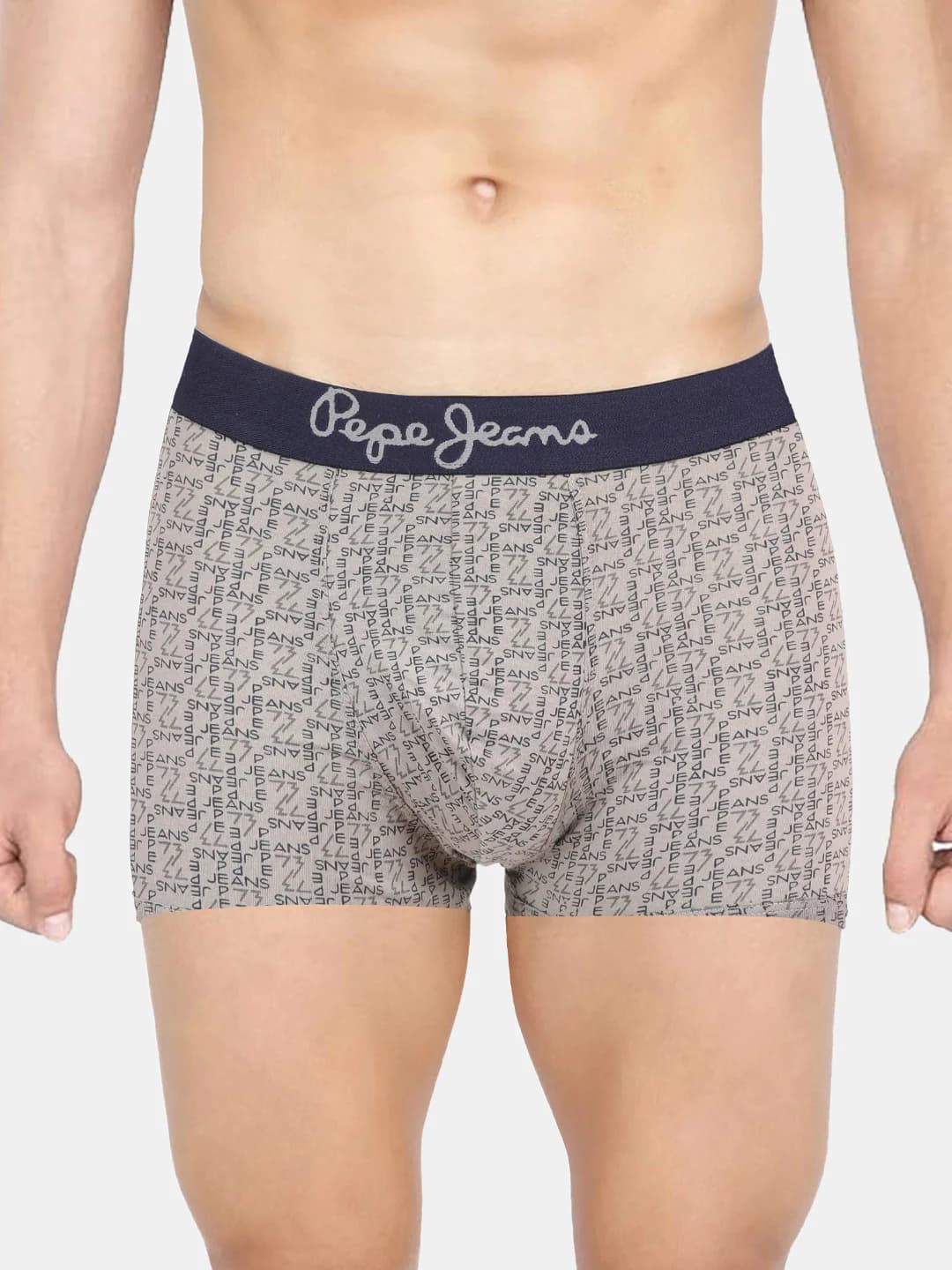 Men's Grey Alloy All Over Printed Essential Wear Mid Rise Trunk