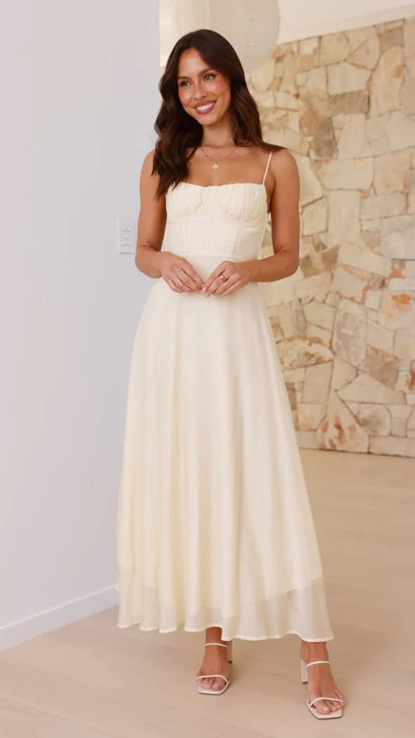 Women's White Bustier Top Flowy Dress