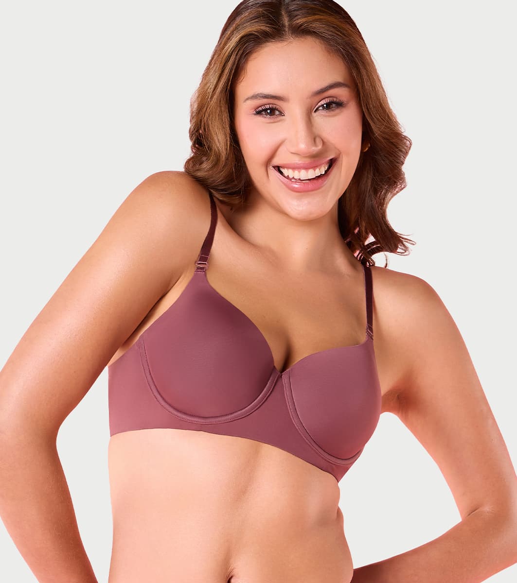Women's Purple Perfect Lift Crush Proof Cups Padded and Wired High Coverage Tshirt Bra
