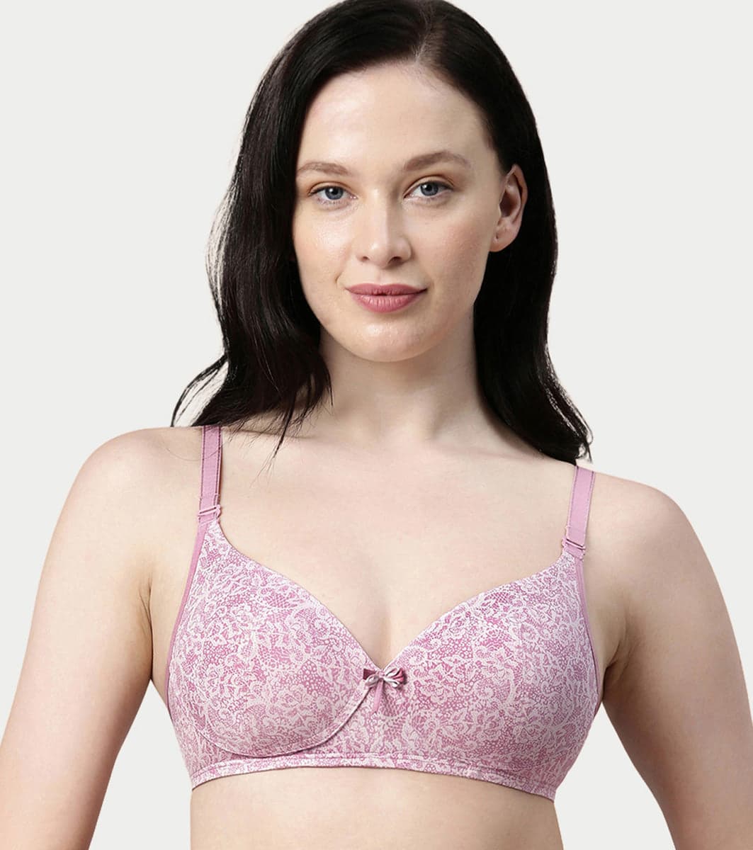 Women's Pink Detachable Straps Medium Coverage and Light Padded Wirefree Tshirt Bra