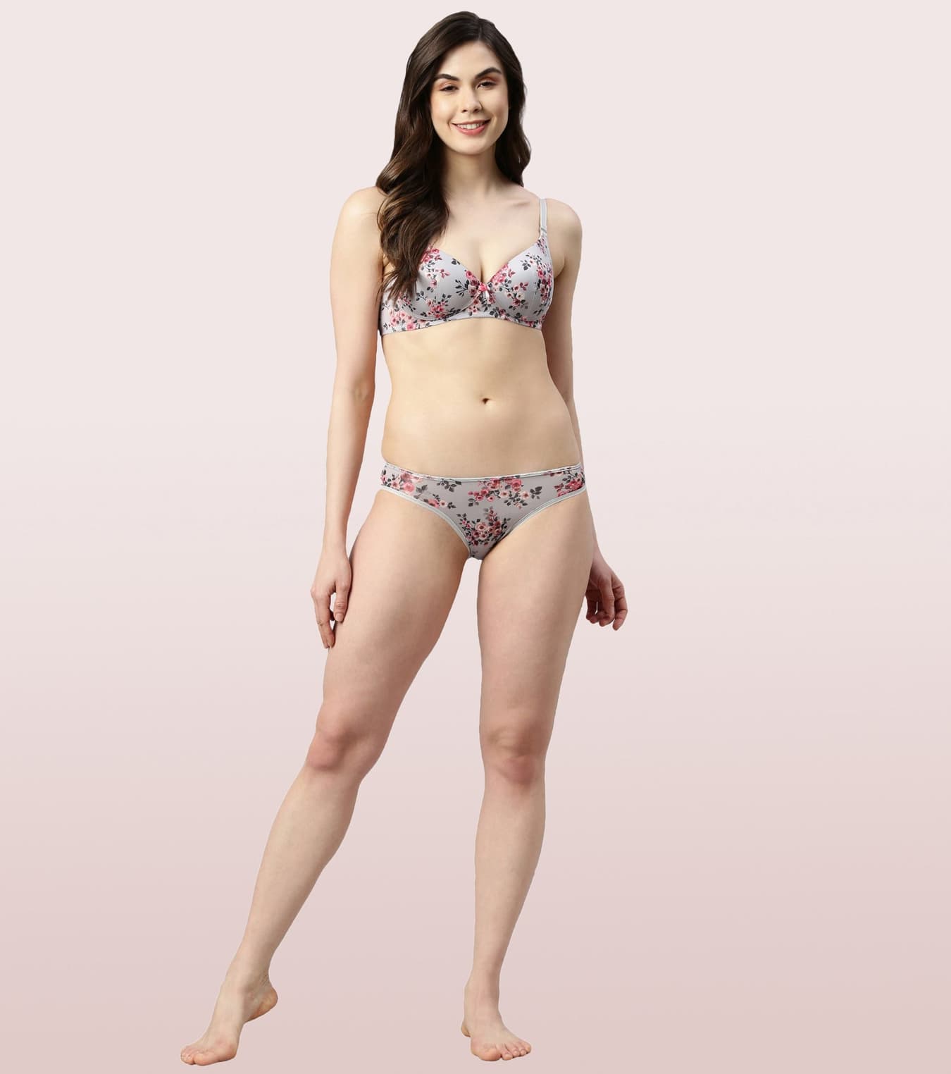 Women's Grey Low Rise Co-Ordinate Panty