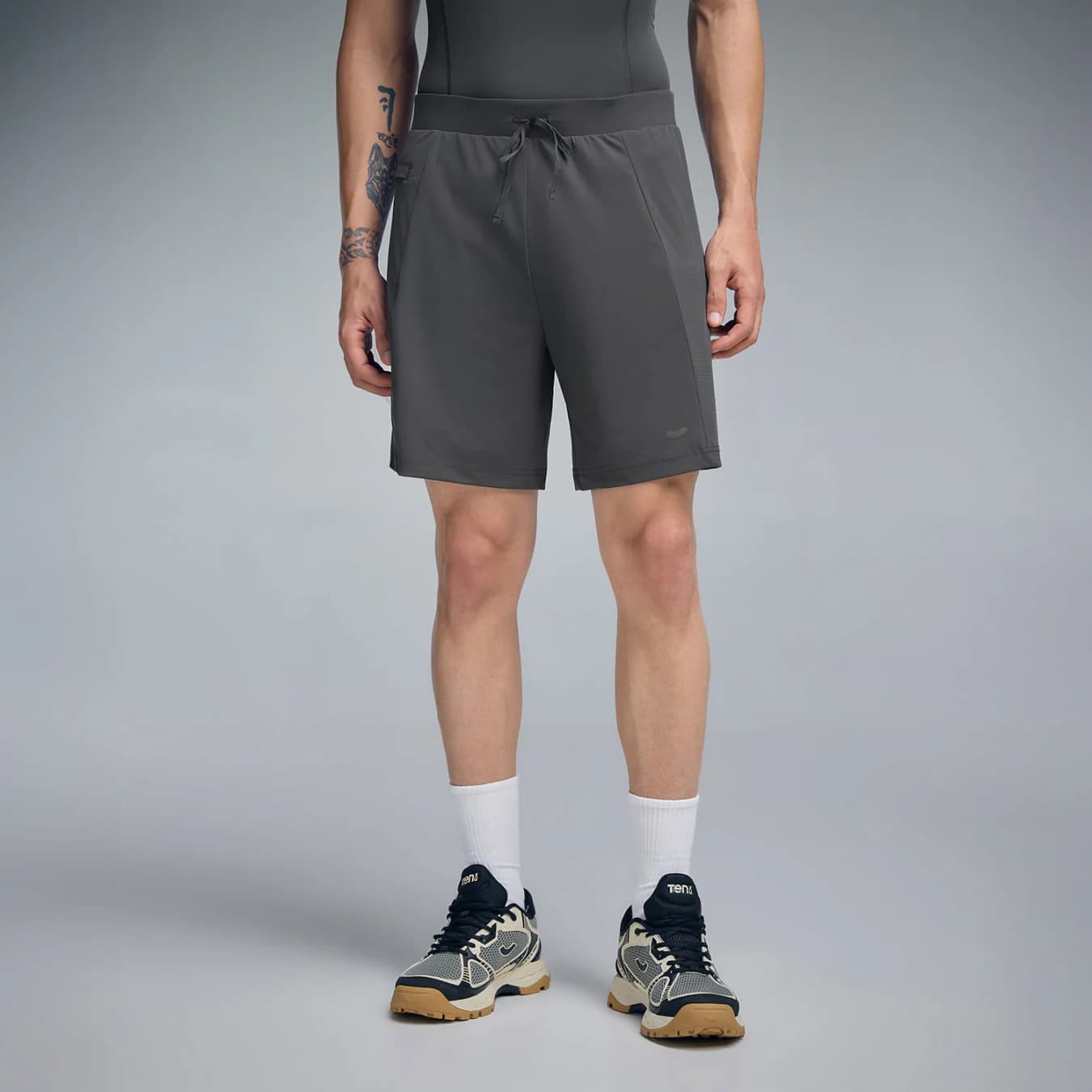 Men's Grey Casual Solid Elasticated Shorts
