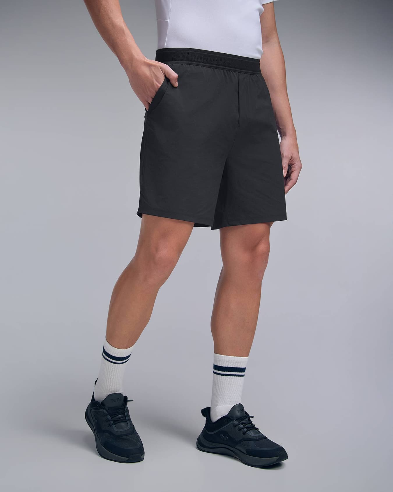 Men's Black Casual Solid Elasticated Shorts