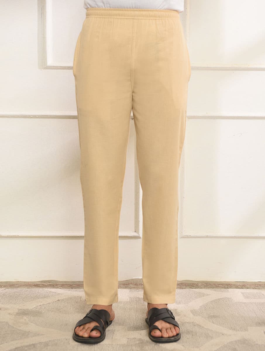 Men's Beige Casual Regular Fit Solid Pyjama