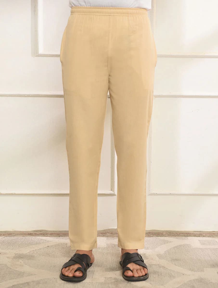 Men's Beige Casual Regular Fit Solid Pyjama