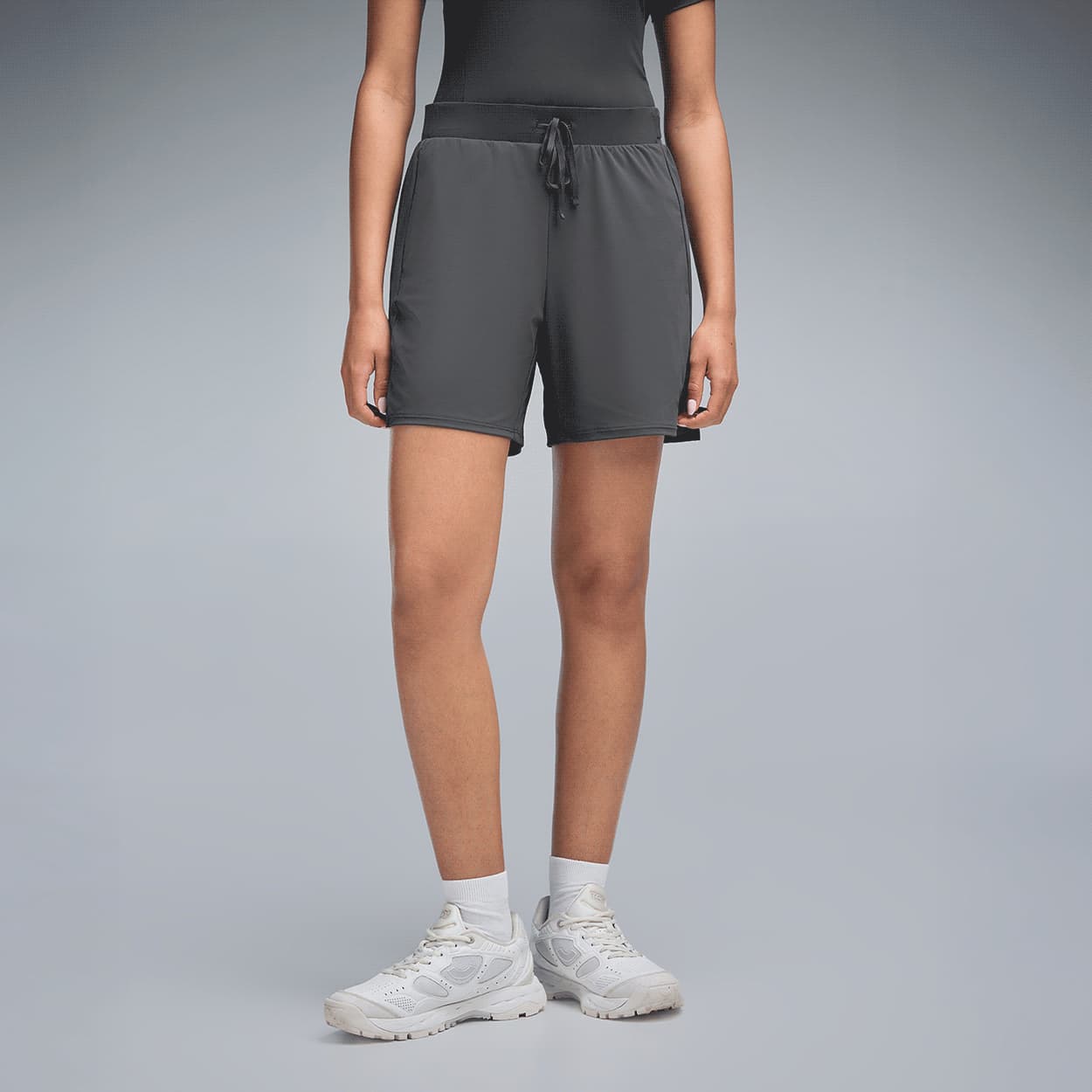 Women Grey Sports Solid Shorts