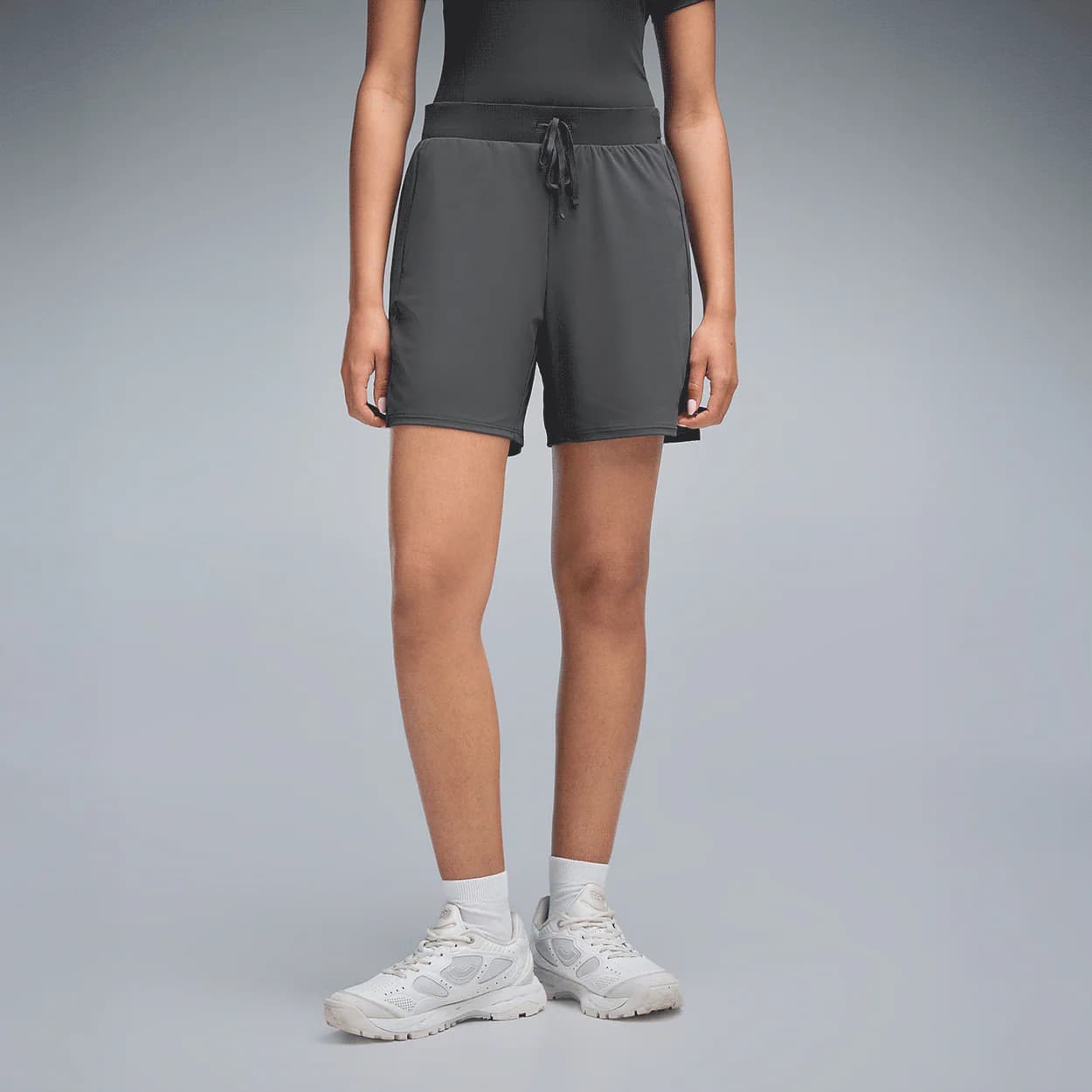 Women Grey Sports Solid Shorts