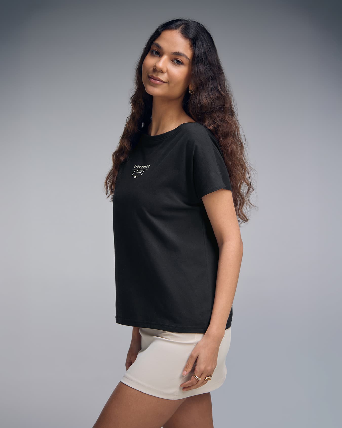 Women's Black Daily Regular Fit Solid Half Sleeves Tshirt