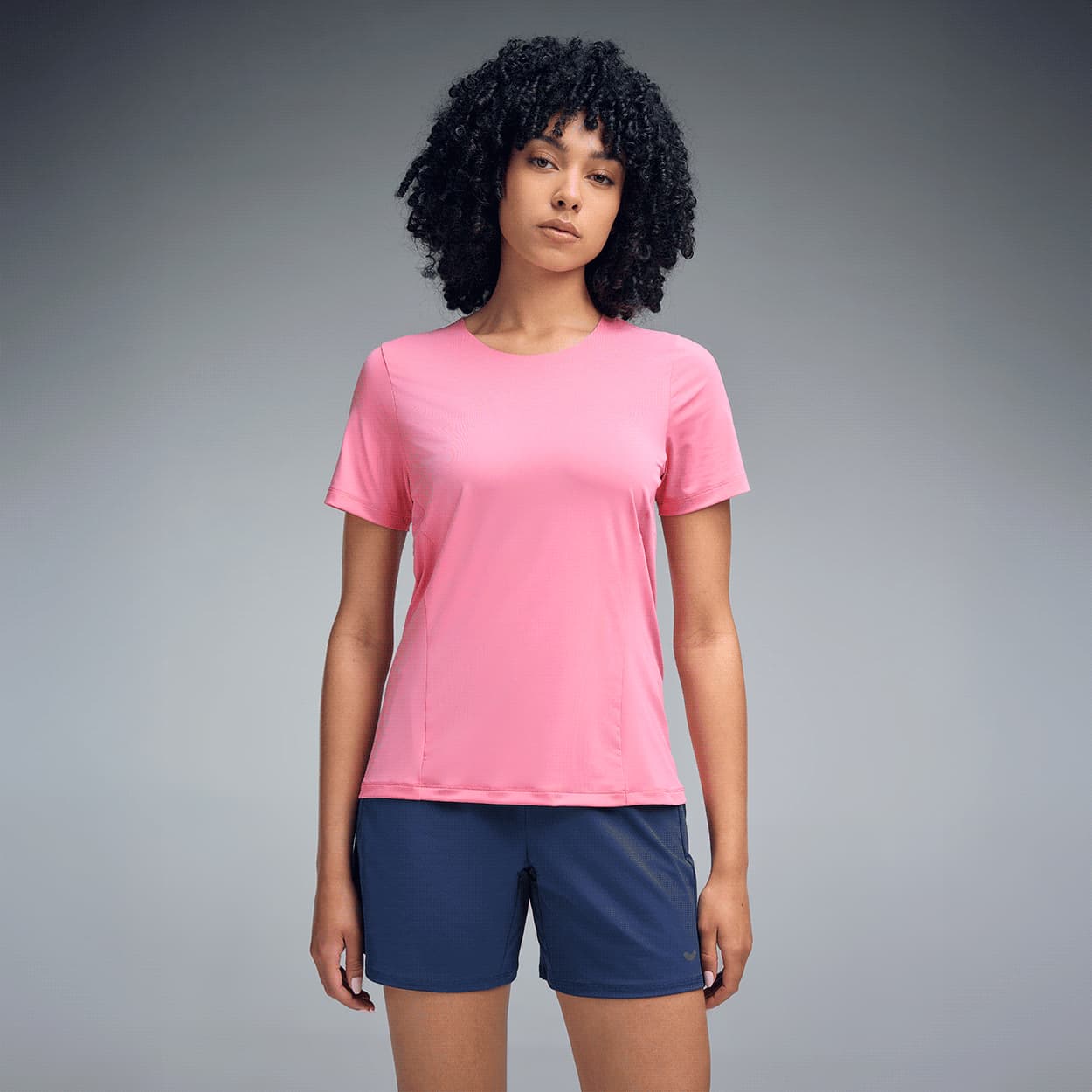 Women's Pink Sport Regular Fit Solid Half Sleeves Tshirt