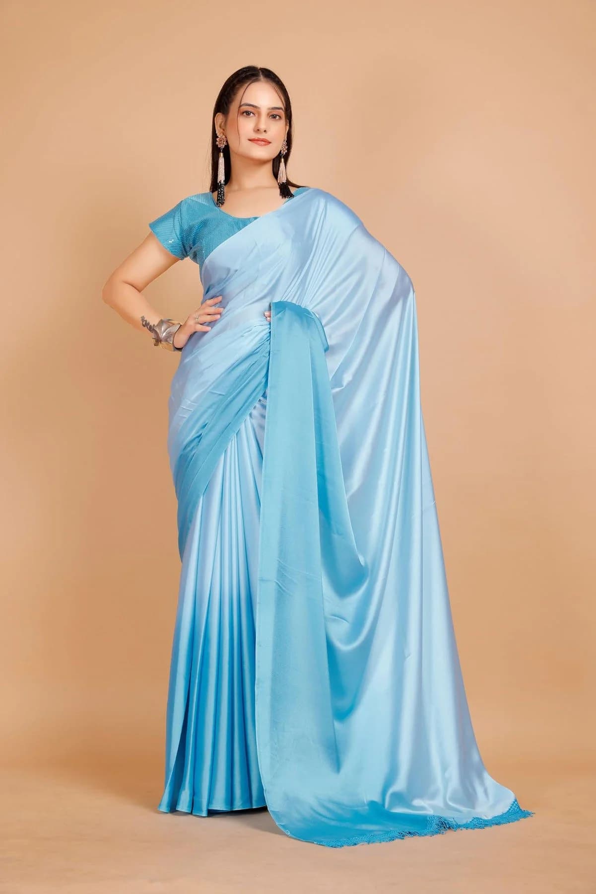 Women's Blue Festive Printed Saree