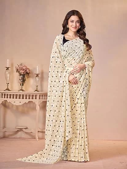 Women's Beige Festive Floral Saree
