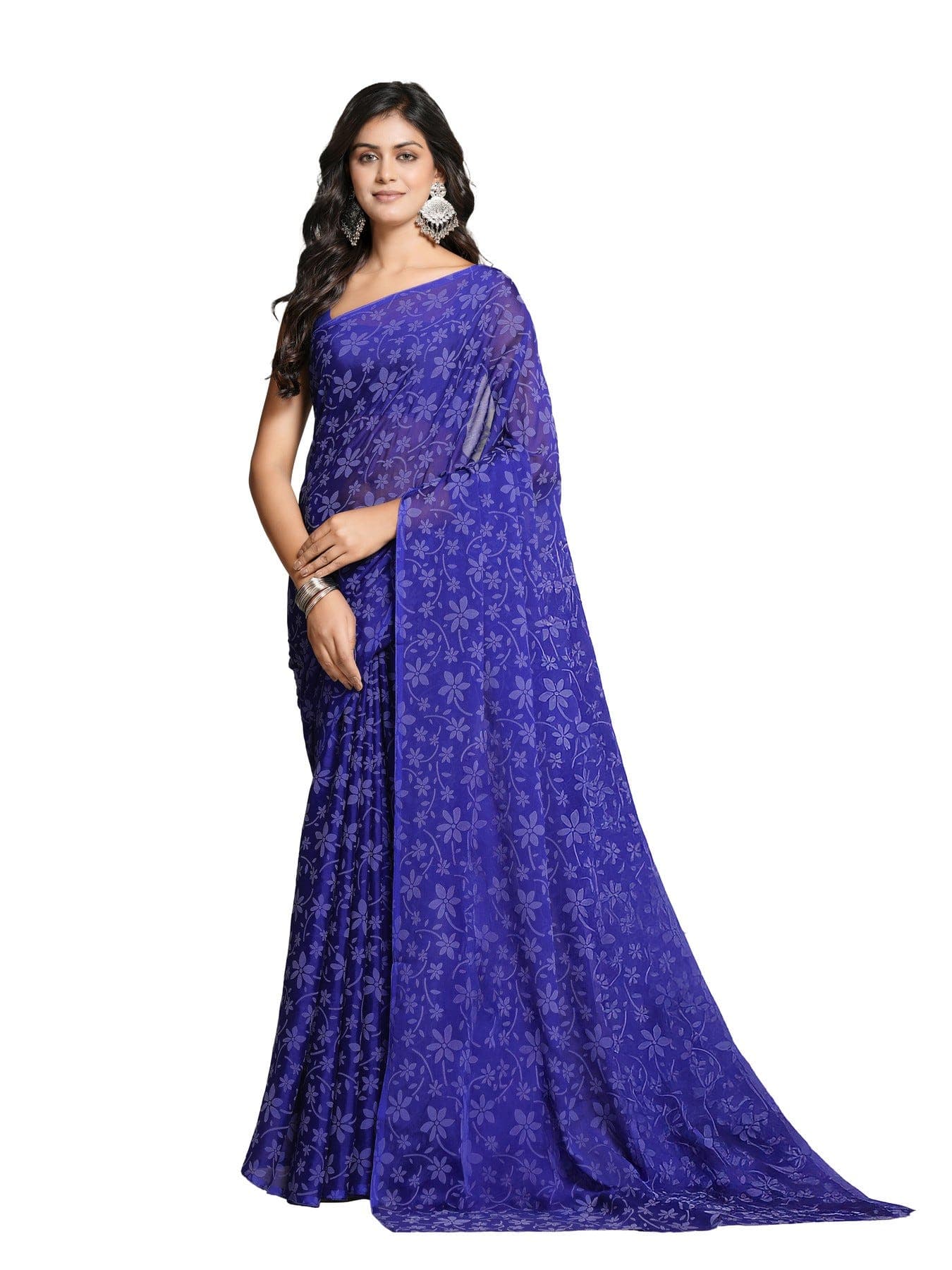 Women's Purple Festive Floral Saree