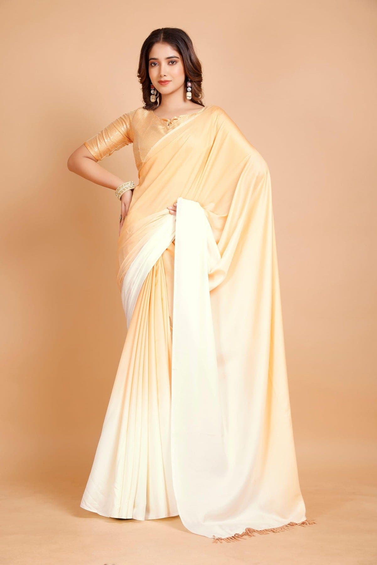 Women's Beige Festive Printed Saree