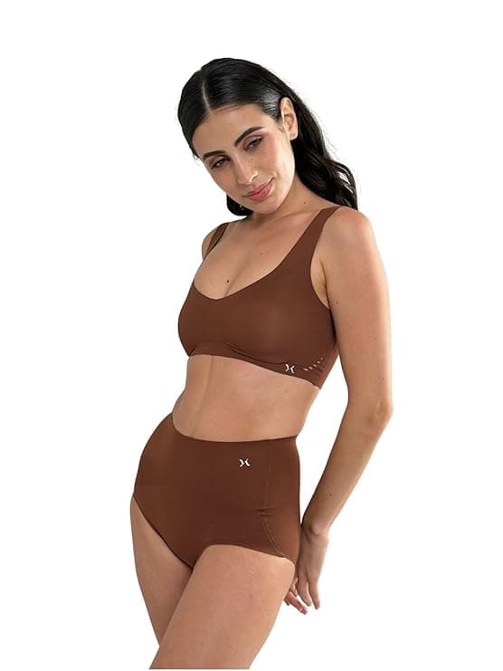 Women's Brown Solid High Rise Pull On Shapewear