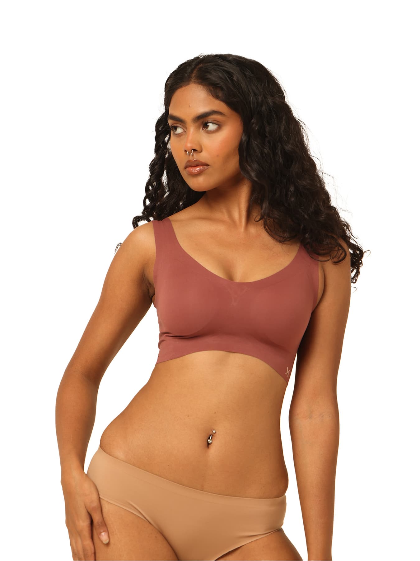 Women's Pink Solid Pull On Bra