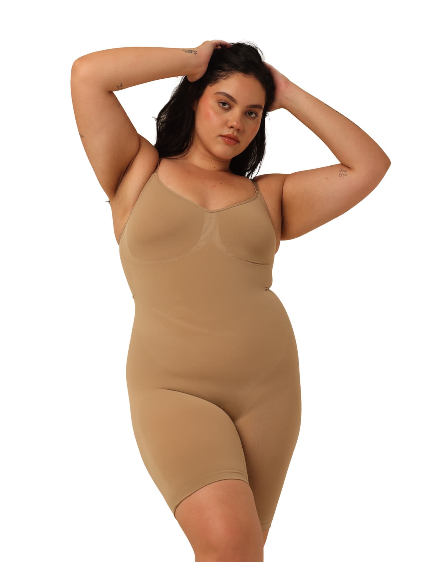 Women's Beige Solid Pull On Shapewear
