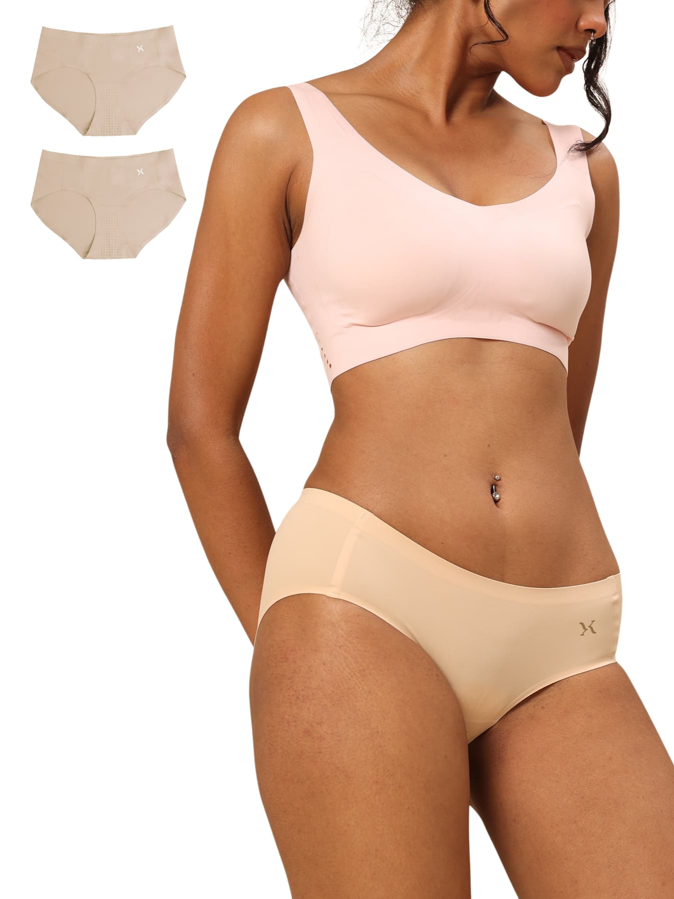 Women's Beige Solid Hipster