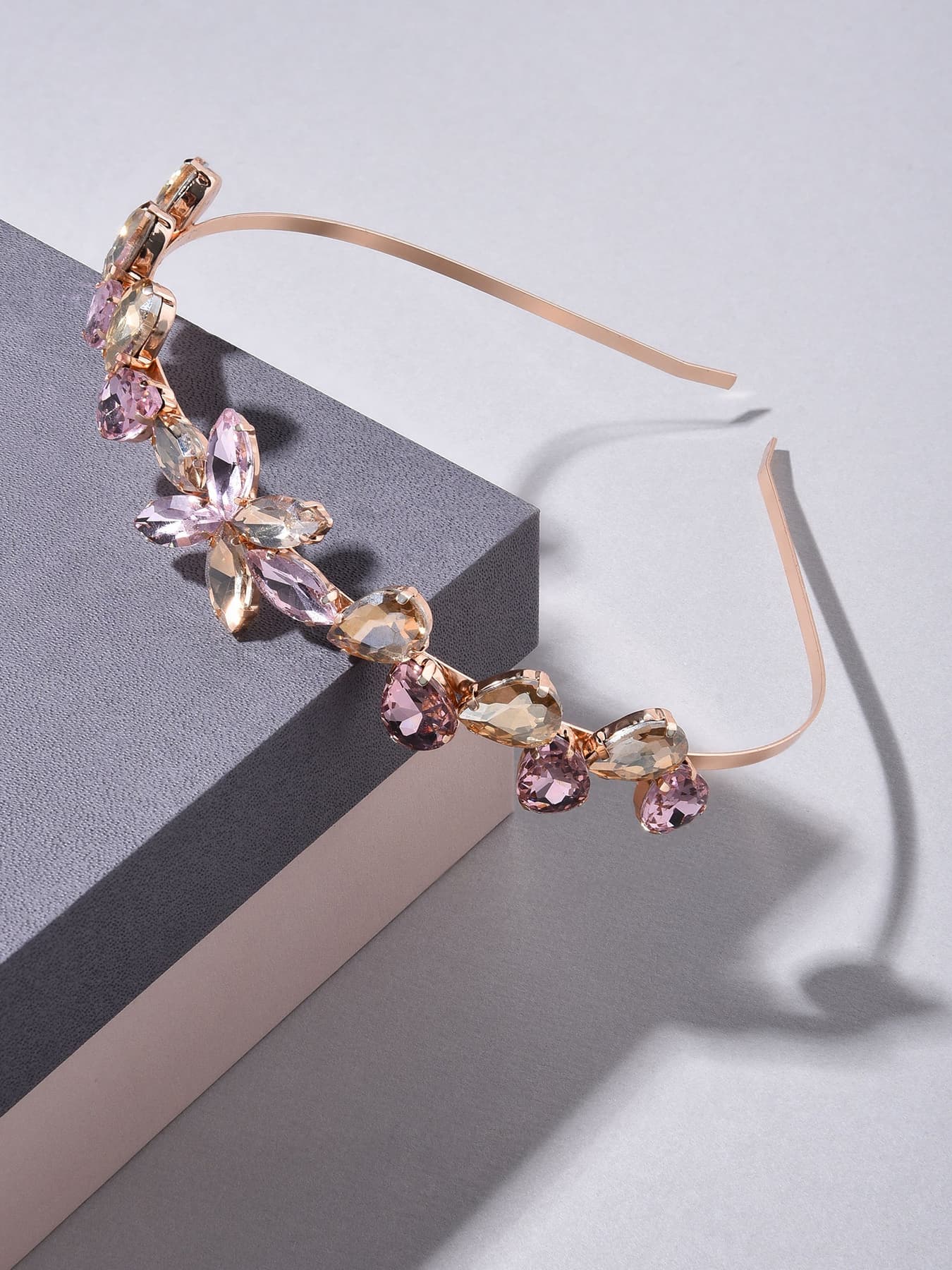 Women's Pink Rhinestones Embellished Contemporary Hair Band