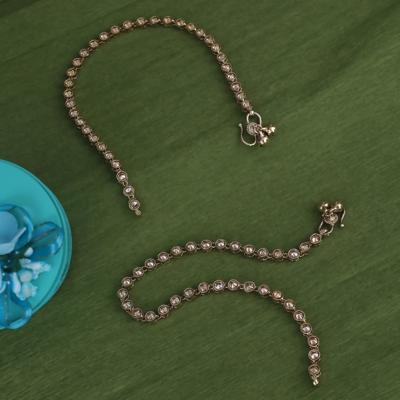 Women's Traditional Fascinating Round Shape Gold Plated Anklet(Payal) - Set of 2