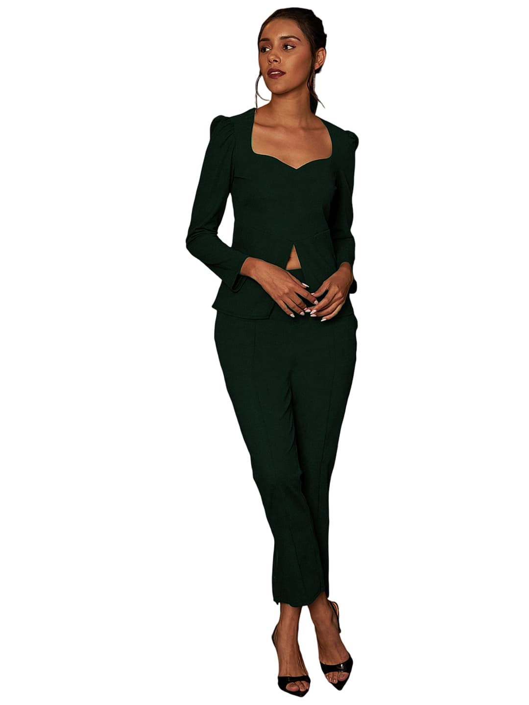 Women's Black Casual Solid Full Sleeves Co-ords Set