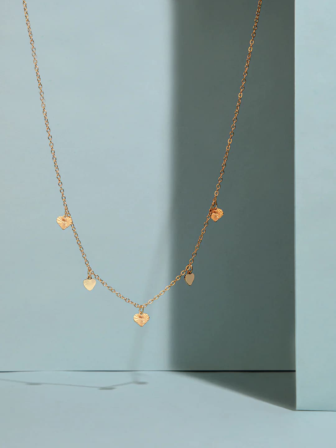 Women's Gold Heart Station Necklace