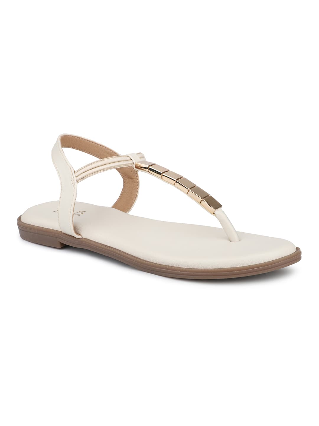 Women's Beige Casual Synthetic Flat Slip-Ons Sandals