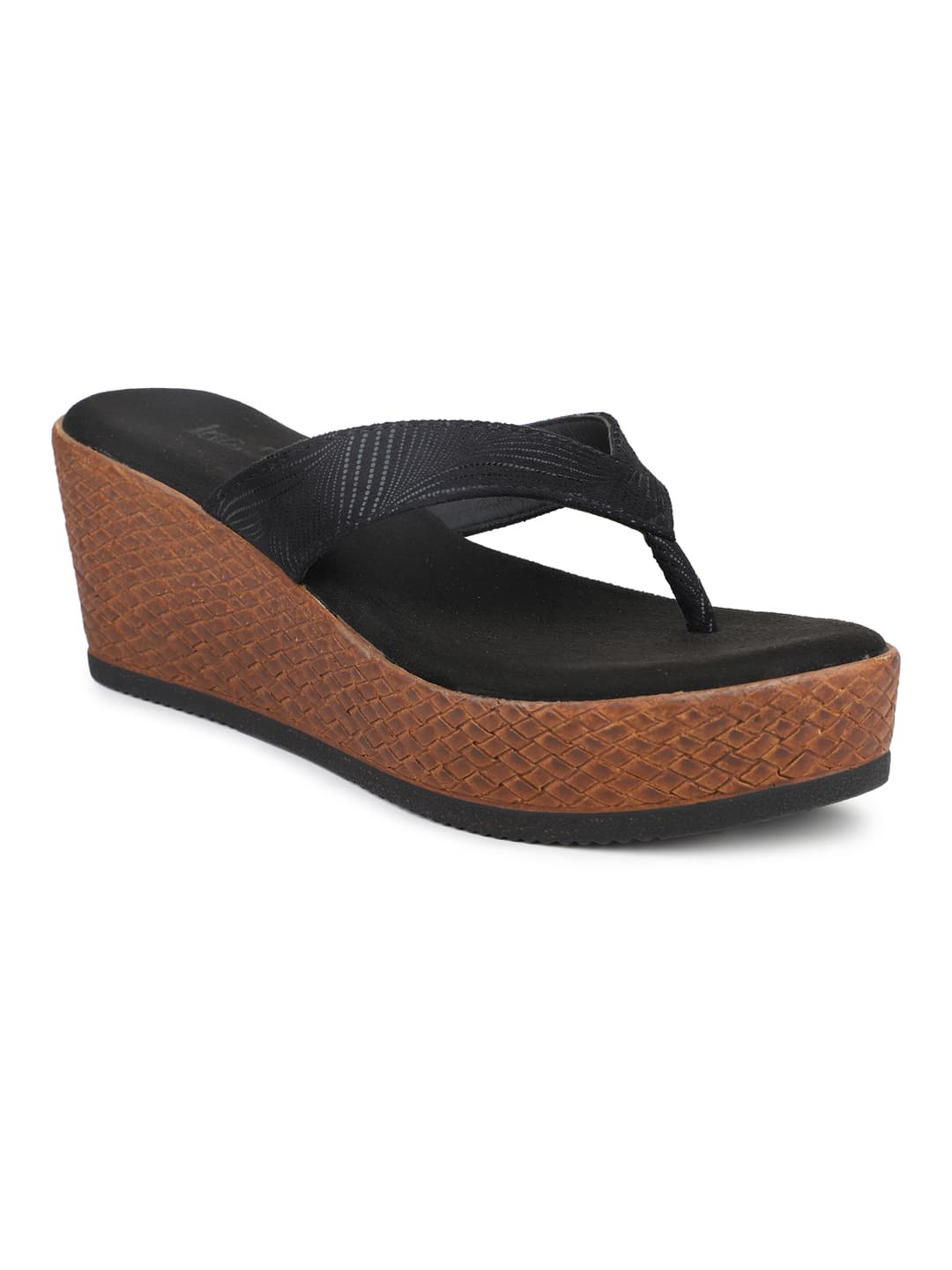 Women's Black Casual Synthetic Wedge Heel Wedges Sandals