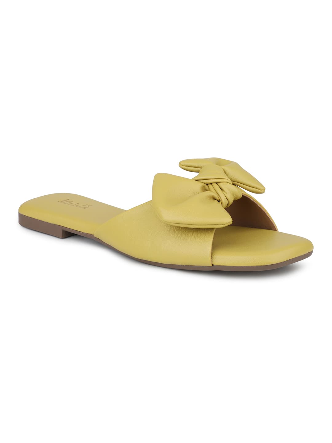 Women's Yellow Casual Synthetic Flat Slip-Ons Sandals