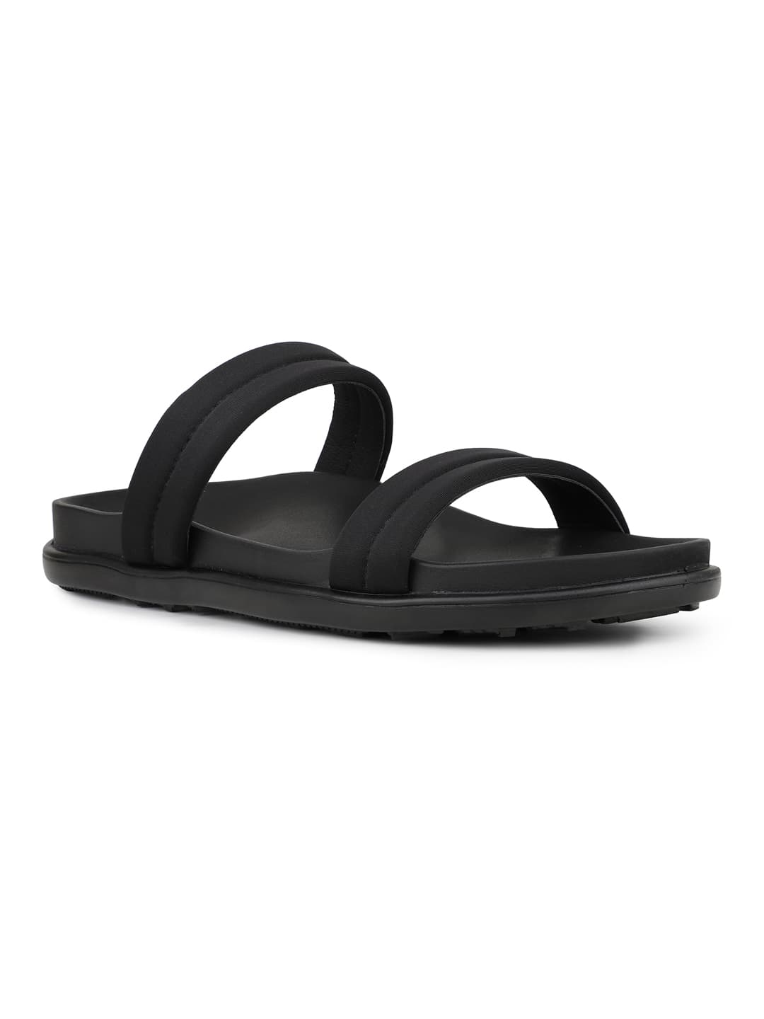 Women's Black Casual Synthetic Flat Slip-Ons Sandals