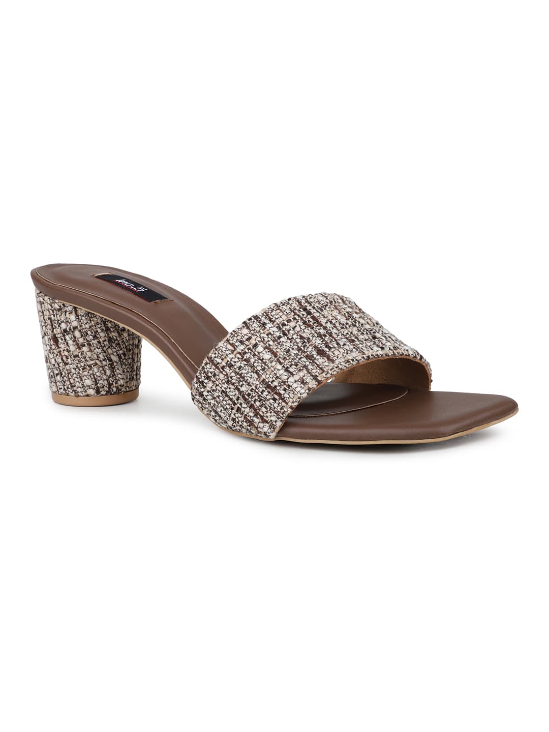 Women's Brown Casual Synthetic Block Heel Mules Sandals