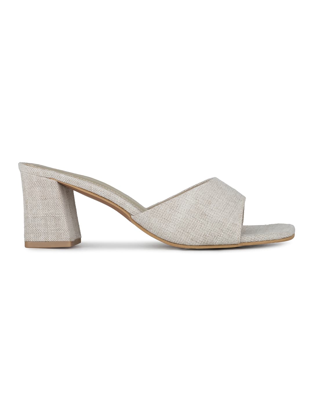 Women's Beige Casual Synthetic Block Heel Slip-Ons Sandals