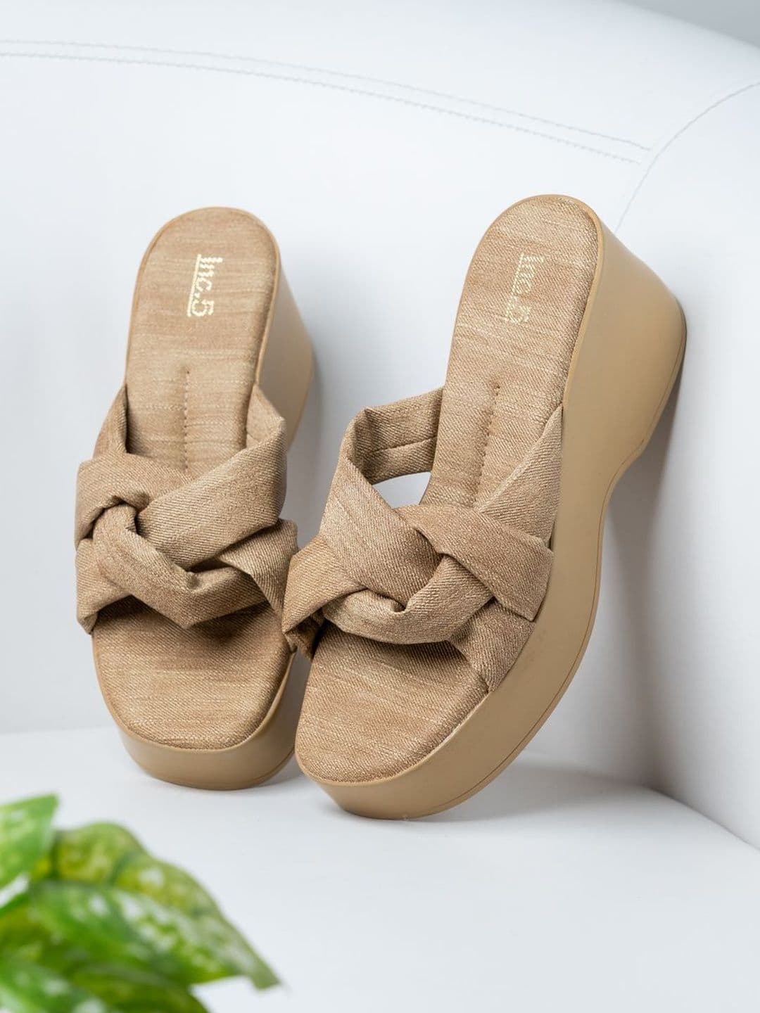Women's Beige Casual Synthetic Wedge Heel Wedges Sandals