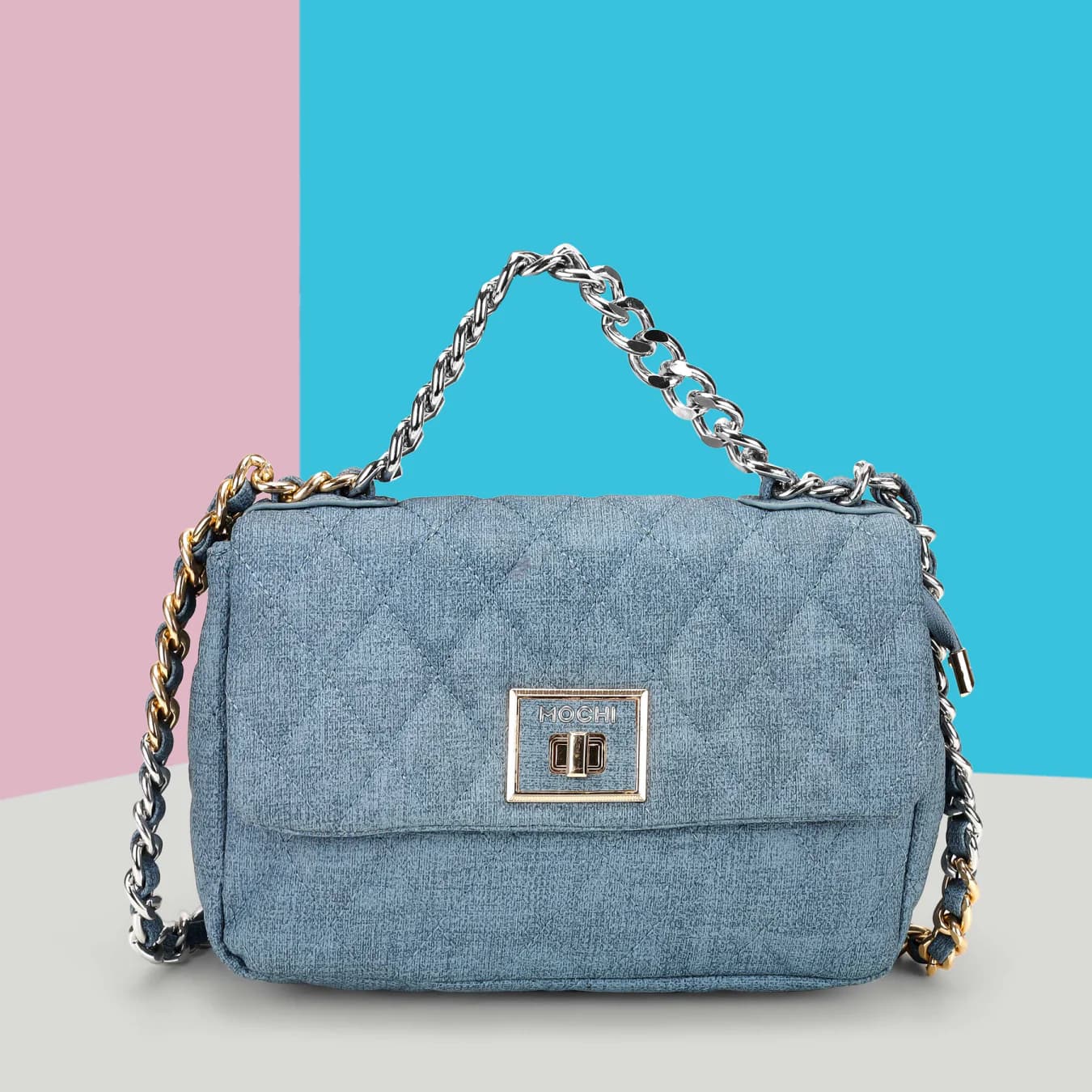Women's Blue Casual Synthetic Handbag