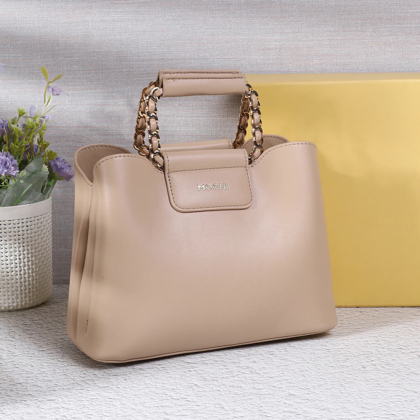Women's Beige Casual PU Handbag
